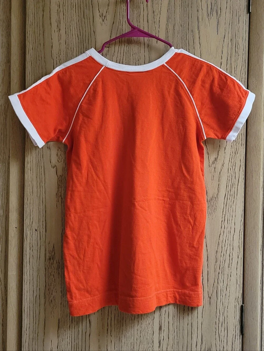 Vintage 90s NIKE Ringer T-Shirt CENTER SHWOOSH Racing Stripes Orange Adult LARGE